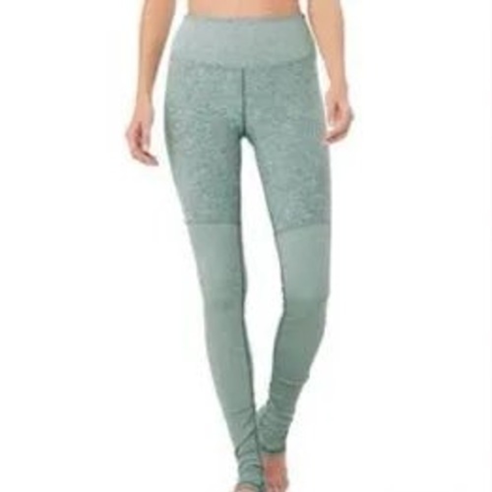 Alo Yoga Goddess‎ High Waist Leggings Sage Green Heather Ribbed Womens Medium